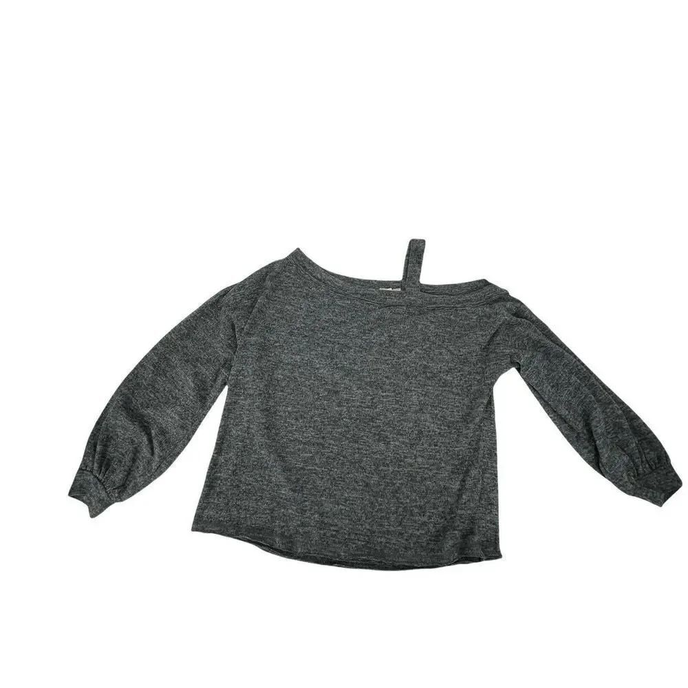 Gray Boat Neck Cozy Soft Long Sleeve Top Balloon Sleeve Size M La Miel Casual